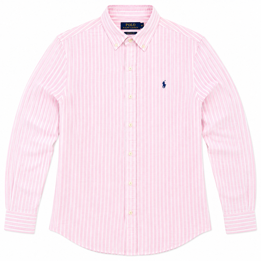 Polo Ralph Lauren Custom Fit 100% Linen Shirt Pink White